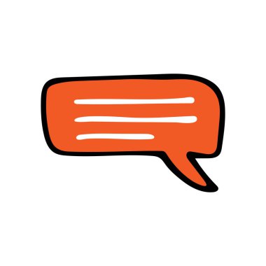 Beyaz arkaplanda renkli konuşma balonu çizimi. Renkli karalama metni baloncuğu çizimi. Renkli konuşan balon çizimi