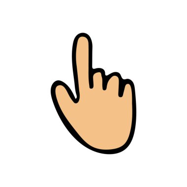 Renkli işaret eden el karalama ağı simgesi. Vektörde renkli el illüstrasyonu.