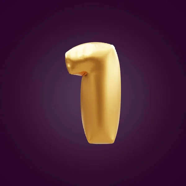黄金3D头号插图 3D号金箔气球插图 3D金色数字1插图 — 图库照片