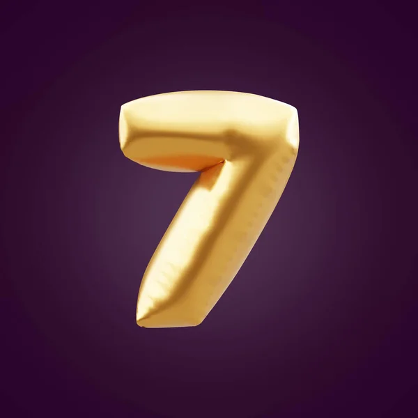 Gold Number Seven Illustration Number Foil Gold Balloon Illustration Golden — Stock Photo, Image