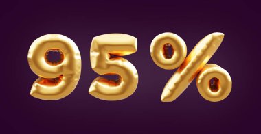 Yüzde 95 altın 3D balon çizimi. 3D altın doksan beş% balon çizimi. % 95 altın balon