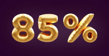 Yüzde 85 altın 3D balon çizimi. 3D altın seksen beş% balon çizimi. % 85 altın balon