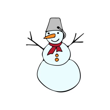 Renkli kardan adam çizimi. Vektör olarak renkli kardan adam simgesi.