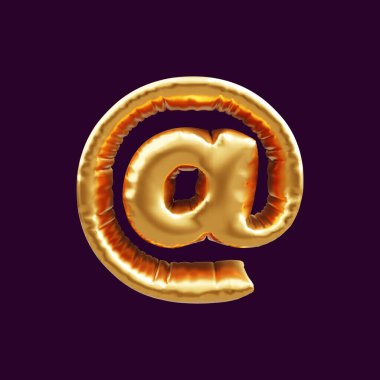 Altın posta tabelası balonu 3 boyutlu. Altın posta işareti balonunun 3 boyutlu illüstrasyonu