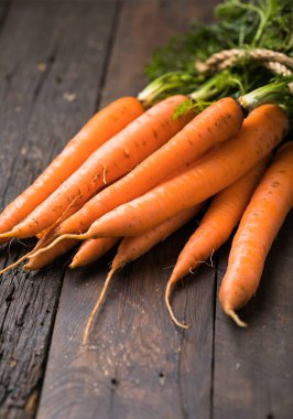 Köy arka planında taze havuçlar. Sağlıklı vejetaryen sebze yemeği.