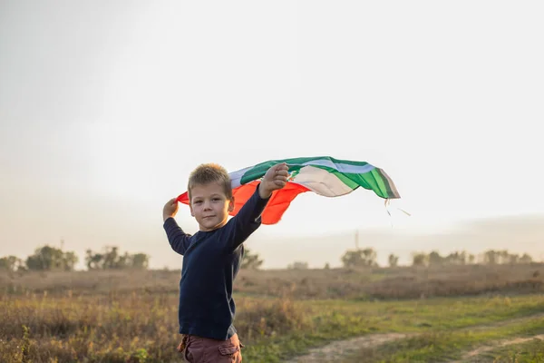 Niño Sosteniendo Bandera México Septiembre Día Independencia México —  Fotos de Stock