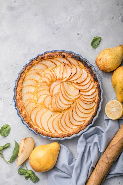 Tarte Bourdaloue Tarta Pera Francesa Tarta Con Frutas Frescas Pera —  Fotos de Stock