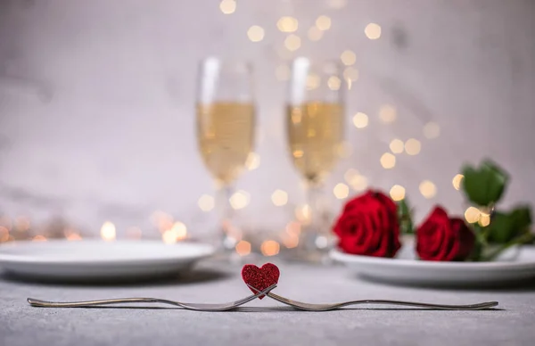 Tenedores Corazón Menú Vacaciones Para San Valentín — Foto de Stock