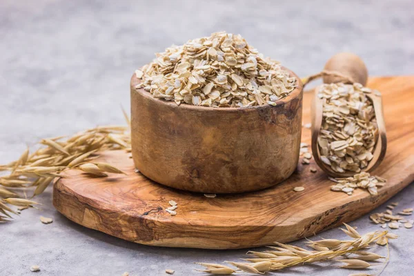 Copos Avena Secos Avena Sobre Fondo Madera Comida Vegetariana Vegetariana — Foto de Stock