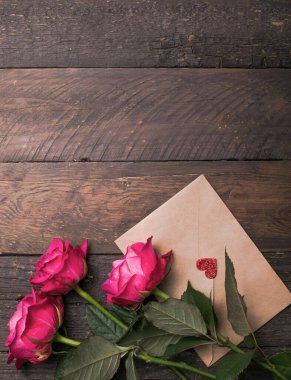 Yakın çekim, makro çekim. Pembe bir gül tomurcuğu. Sevgililer Günü için doğal parlak güller arka planı