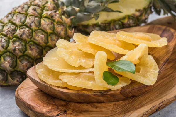 Candide fruit pineapple slice,  round slice  on white background
