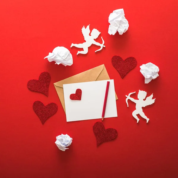 Feliz Dia Dos Namorados Cumprimentando Tipografia Com Elementos Valentine Carta — Fotografia de Stock