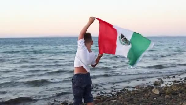 Niño Sosteniendo Bandera México Jalá Septiembre Día Independencia México Bandera — Vídeos de Stock