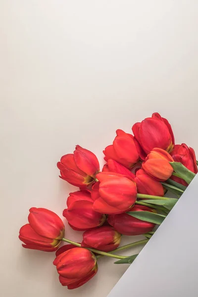 Mise Page Créative Faite Avec Des Fleurs Tulipes Sur Fond — Photo