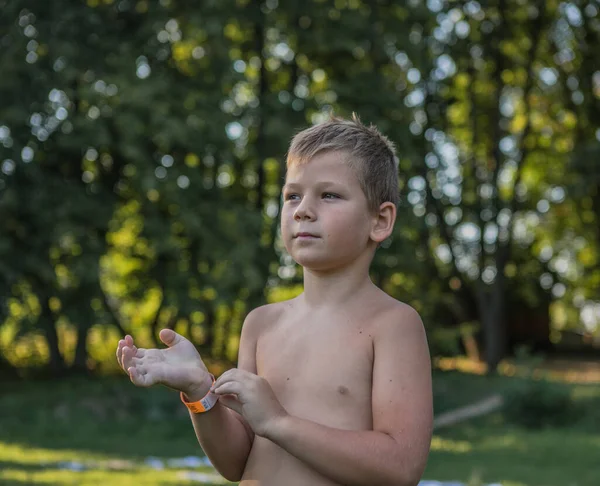 かわいい男の子の肖像画 自然の中で屋外の子供 ハッピーボーイ — ストック写真