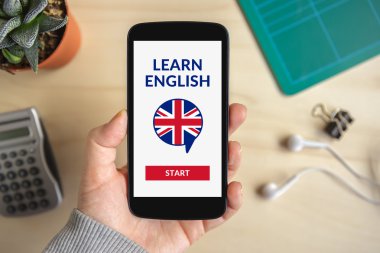 El tutma smartphone ile online bilgi edinin scr üzerinde İngilizce kavramı