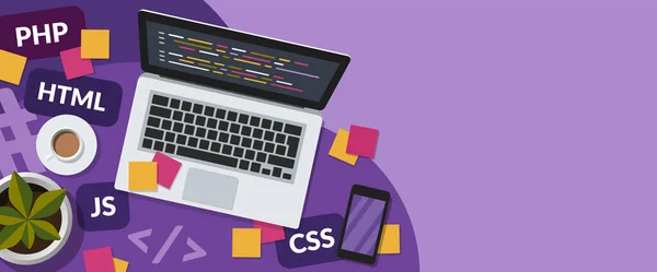 Web Sviluppo Codifica Concetto Banner Web Con Spazio Copia Sfondo — Foto Stock
