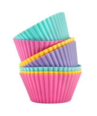 Renkli cupcake kağıt bardak yığını 