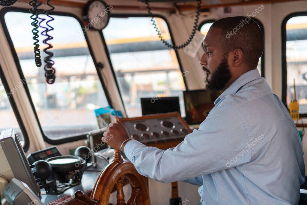 Navigation officer driving the ship