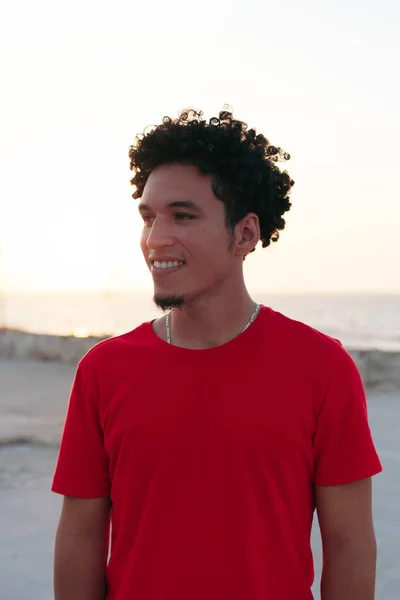 Handsome young man standing during sunset