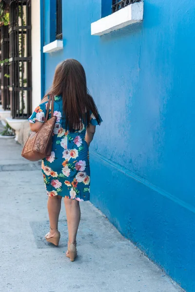 Mujer Mayor Espalda Caminando Por Calle —  Fotos de Stock