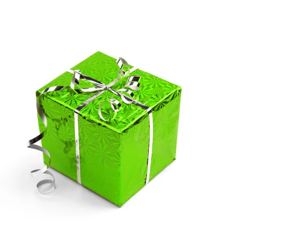 Green Christmas gift boxes on white background — Stock Photo, Image