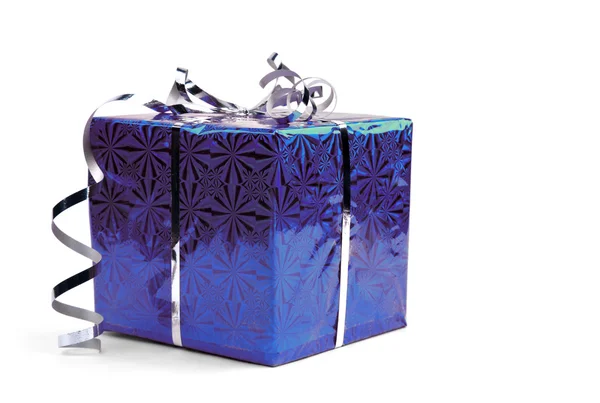 Blue Christmas gift boxes on white background — Stock Photo, Image