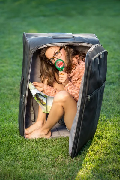 Funny travel woman — Stock Photo, Image