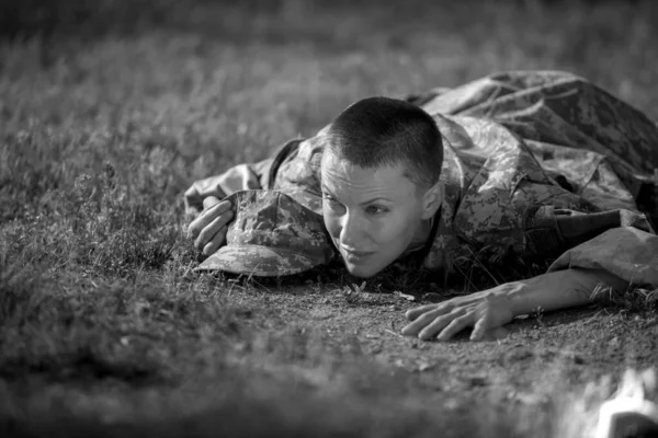 Soldat Américain Portrait Femme — Photo