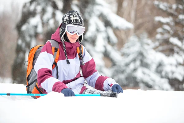 Vinter turist kvinna — Stockfoto