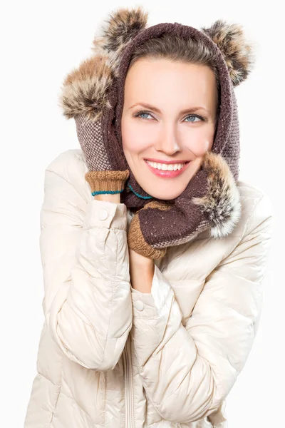 Retrato de mujer de invierno juguetona — Foto de Stock