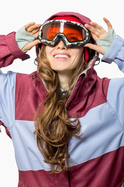 Vrouw met skibril — Stockfoto
