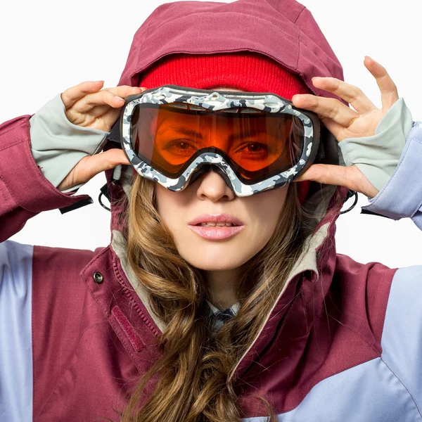 Woman with ski goggles Stock Image