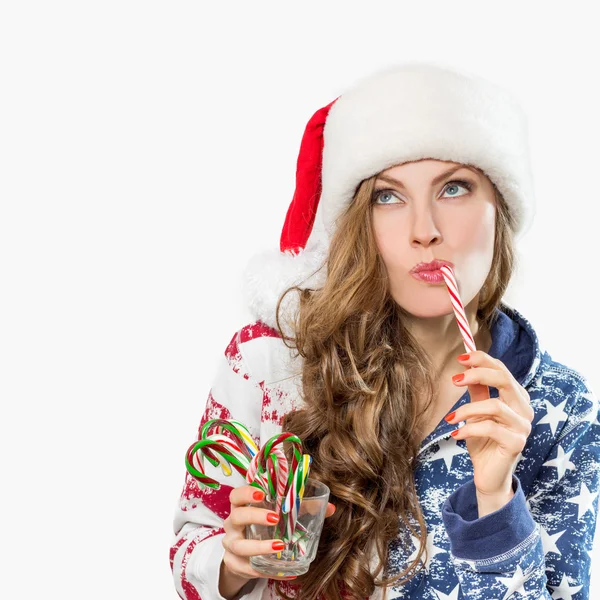 Natale sorpreso donna invernale — Foto Stock