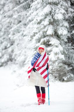 Genç seyahat zevk onun kış tatil açık havada