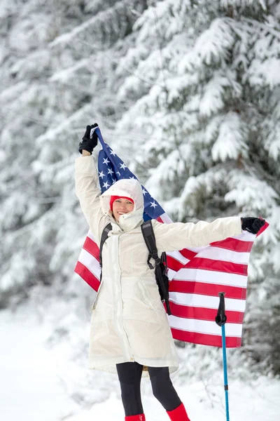 Genç seyahat zevk onun kış tatil açık havada