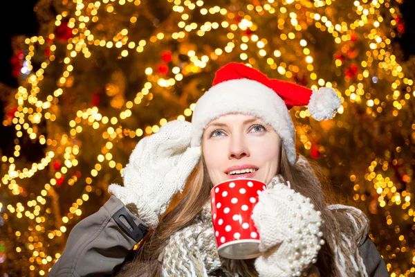 Santa claus beautiful woman — Stock Photo, Image