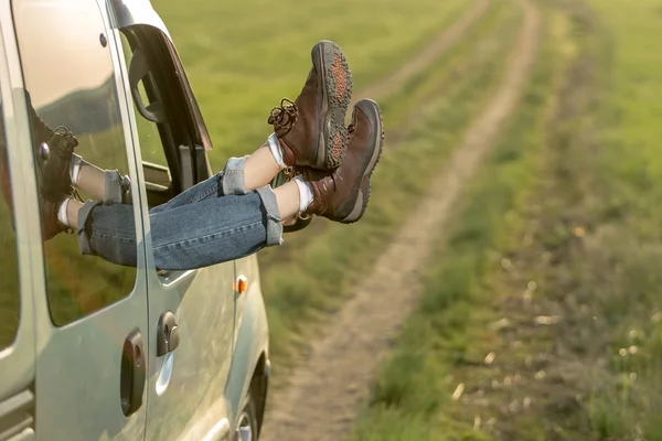 Car travel legs — Stock Photo, Image