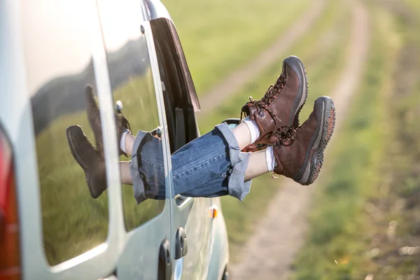 Car travel legs — Stock Photo, Image