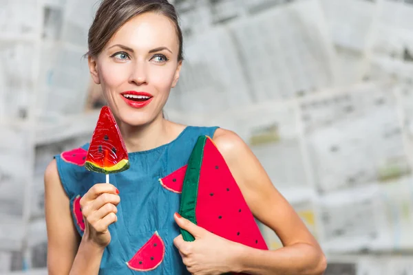 Watermelon beauty woman — Stock Photo, Image