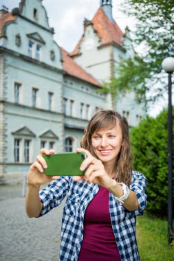 Traveler take selfie