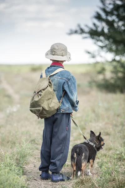 Boy with dog — Stock Photo, Image