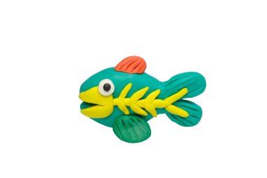 Çocuklar için sevimli hayvanlar gibi heykeller. Plasticine 'den kalıplar. Çizgi film karakterleri, X ışını Balık kırpma yolu ile beyaz arkaplanda izole.