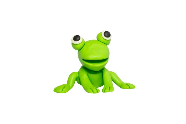 Statues Cute Animals Children Molding Plasticine Cartoon Characters Frog Isolated — Stock Photo, Image