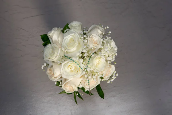 Belo Buquê Flores Nupciais Coloridas Para Esse Dia Especial Gran — Fotografia de Stock