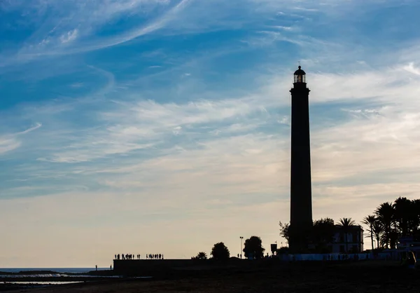 Sunset Shadow Maspalomas Lighthouse Gran Canaria — Stock Photo, Image