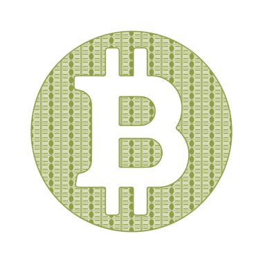  Banknotların arka planında Bitcoin, bitcoin işareti olan yeşil para dokusu, logo.