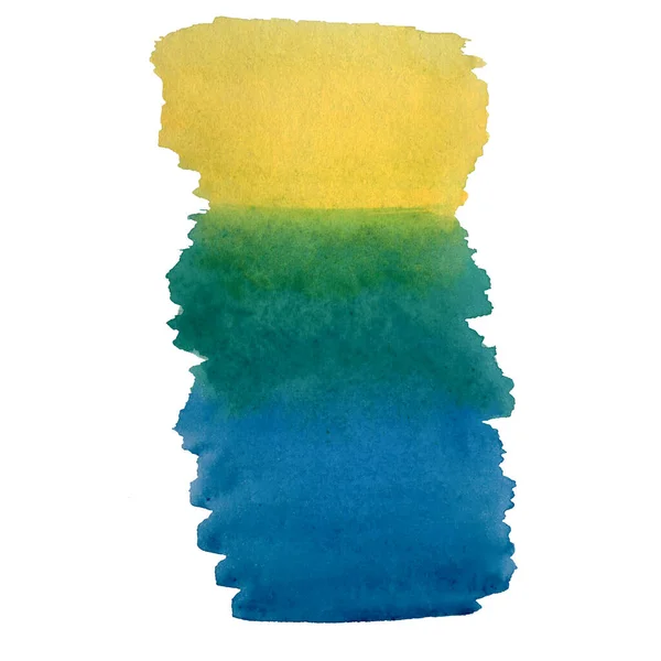 A spot of watercolor yellow green blue, with a transition. — Stock Photo, Image