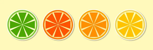 Stickers icons citrus lime grapefruit lemon orange. Isolated. — Stock Vector