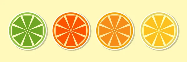 Stickers icons citrus lime grapefruit lemon orange. Isolated. — Stock Vector